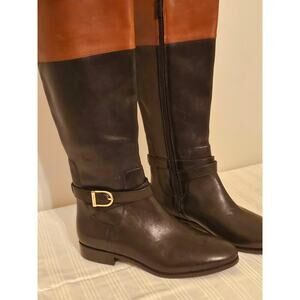 Cole Haan Catskills Boot Black Leather w/Brown Cuff, Siz 10B, Zip inside, Clean